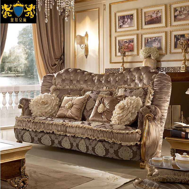 Style Palace Vintage Sofa Eu Style Living Room Full Solid Wood Sofa Combined Living Room Sculpture Flower Villa Furniture Custom