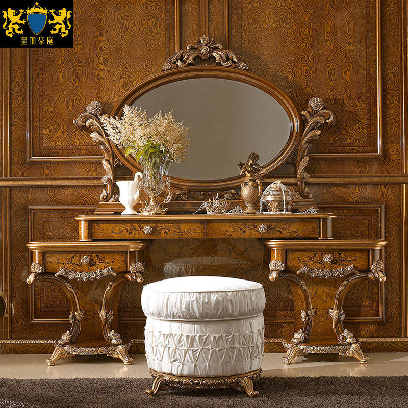 European-style solid wood dressing table dressing table retro carved villa luxury Dapingshu princess dressing table dressing table