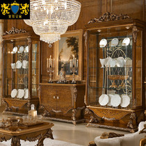 European style solid wood wine cabinet TV cabinet combination French double door glass display cabinet porch cabinet living room custom furniture