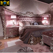 High end custom European solid wood double bed luxury fabric wedding bed Italian Court Furniture bedroom princess bed