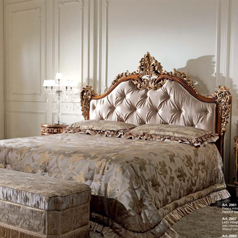 Italian Style Light Lavish Solid Wood Bed Rear Modern Cloth Art Bed Double Bed 1 8 m Master bedroom furniture combination Jane and Beauty Wedding Bed