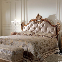 Italian light luxury solid wood bed post modern cloth bed double bed 1 8 M master bedroom furniture combination Jianmei wedding bed