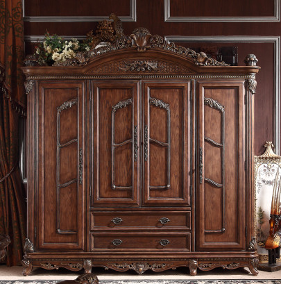 Eurostyle solid wood wardrobe American carved bedroom combined with whole set of four doors lavish closet accommodating cabinets custom-made furniture