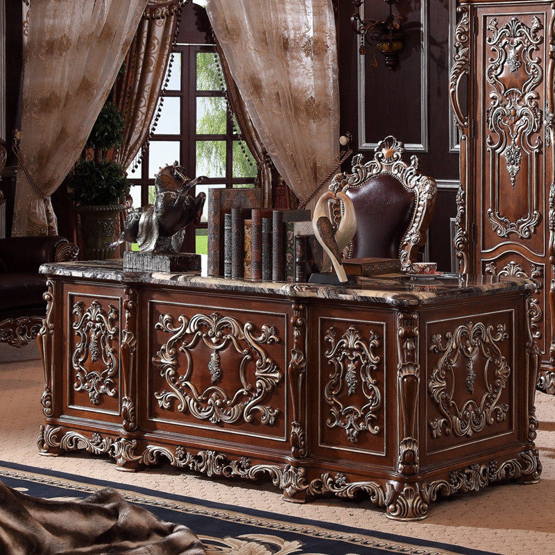 American desk solid wood desk luxurious marble desk book house furniture European-style computer desk custom-made