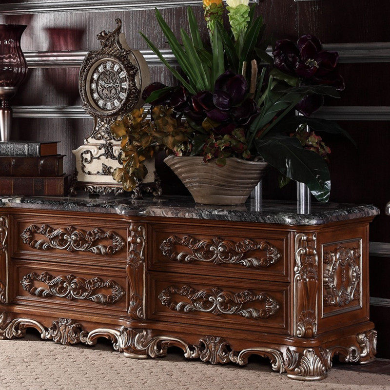 Eurostyle TV cabinet Living room French style contained cabinet American TV cabinet multifunction solid wood marble ground cabinet custom-made