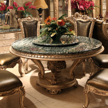 Eurostyle dining table and chairs Combined solid wood Round table marble Fashion extravagant table dining chair Dining Room Dining Room Dining Table