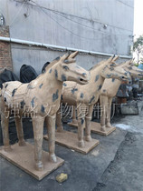 High simulation terracotta warriors and horses original battle horse 1:1 pommel horse terracotta warriors and horses cultural relics Replica imitation copper color horse