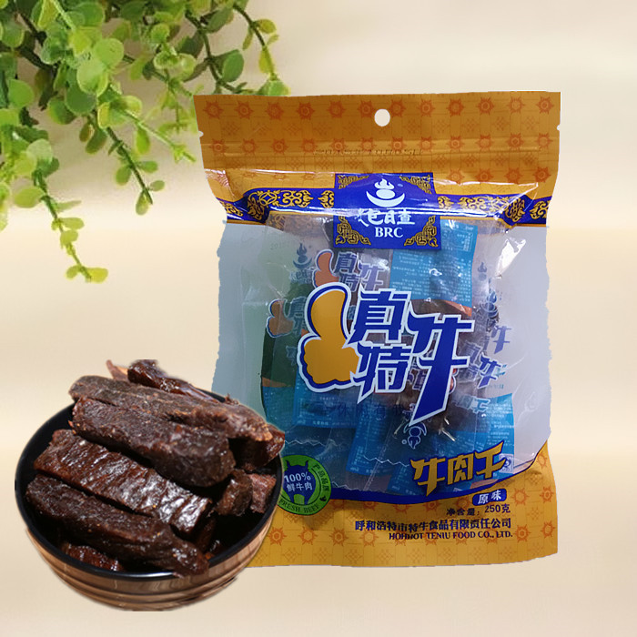 Inner Mongolia specialty bag Richa air-dried hand-torn beef jerky original snack Zhente cow 250 grams full store full 98