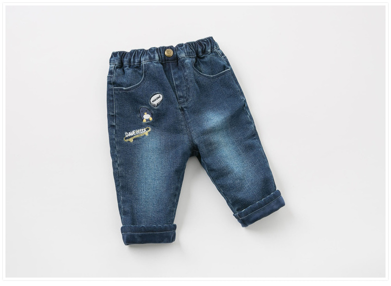 Davebella david Bella 2018 thu đông mới bé trai và bé gái đôi cộng với quần jean cotton nhung quần áo cho bé