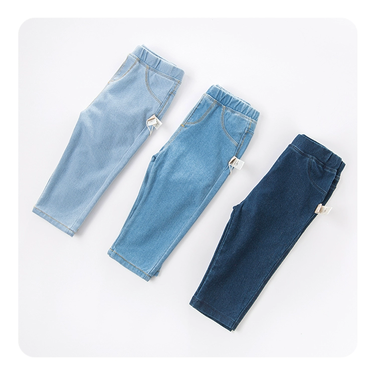 Davebella david Bella mùa thu nam nữ quần áo cotton co giãn quần denim thẳng 1-7 tuổi DB5155 - Quần jean