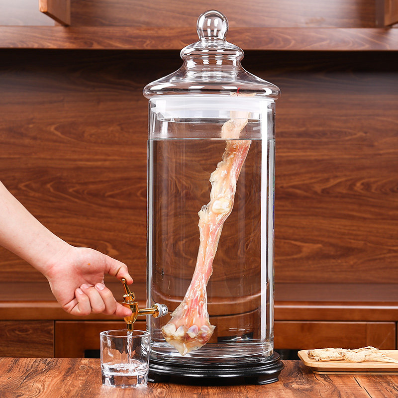 Straight Body Bubble Wine Glass Bottle with tap Seal Wine Son's Home Big Deer Whip Ginseng Special Soak Wine Bottle 20 catty