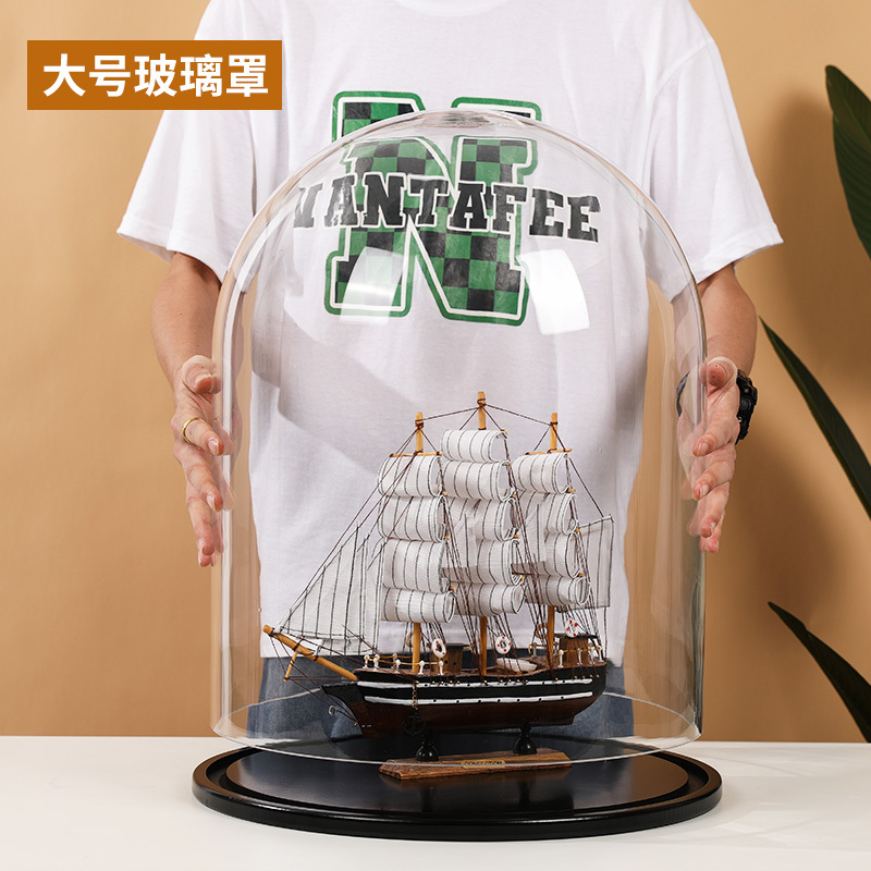 Large Eternal Flower Glass Cover Transparent Dust Cover Commercial Handicraft Cake Display Box Jewelry Ornaments