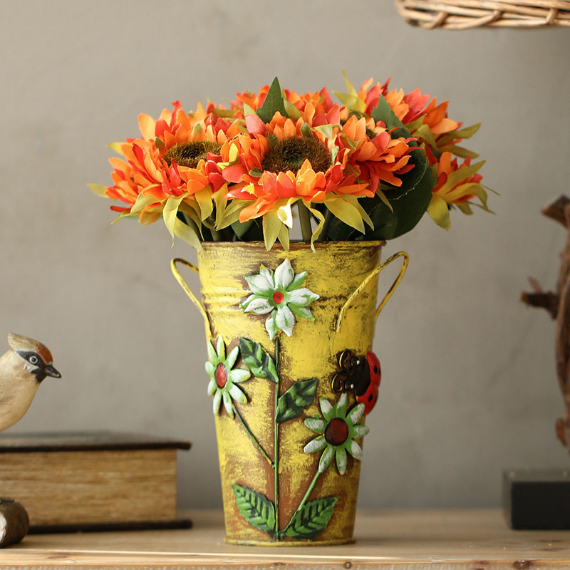 Tin Drum Flower Vase Flower Vase Flower Vase Garden Flower Pot Tin