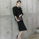 Long-sleeved trench coat one-piece skirt 2023 new temperament female light and familiar slim fit bag hip spring design high-end