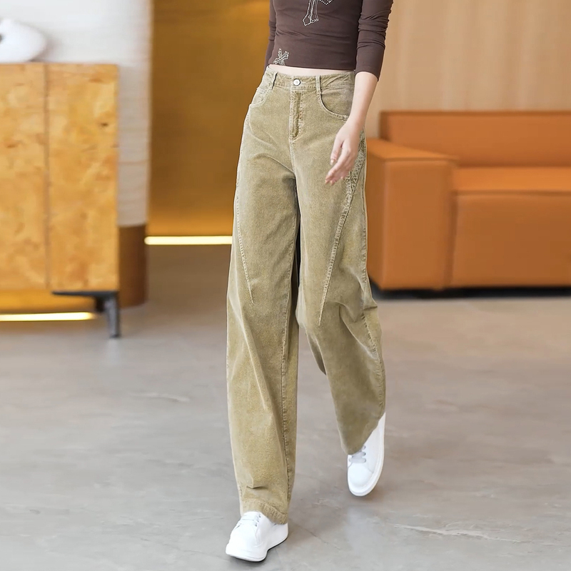 Fashionable New Autumn Corduroy Slim Wide-Leg Pants for Women, High-Waisted, Slimming, Loose, Versatile, Casual Scimitar Pants
