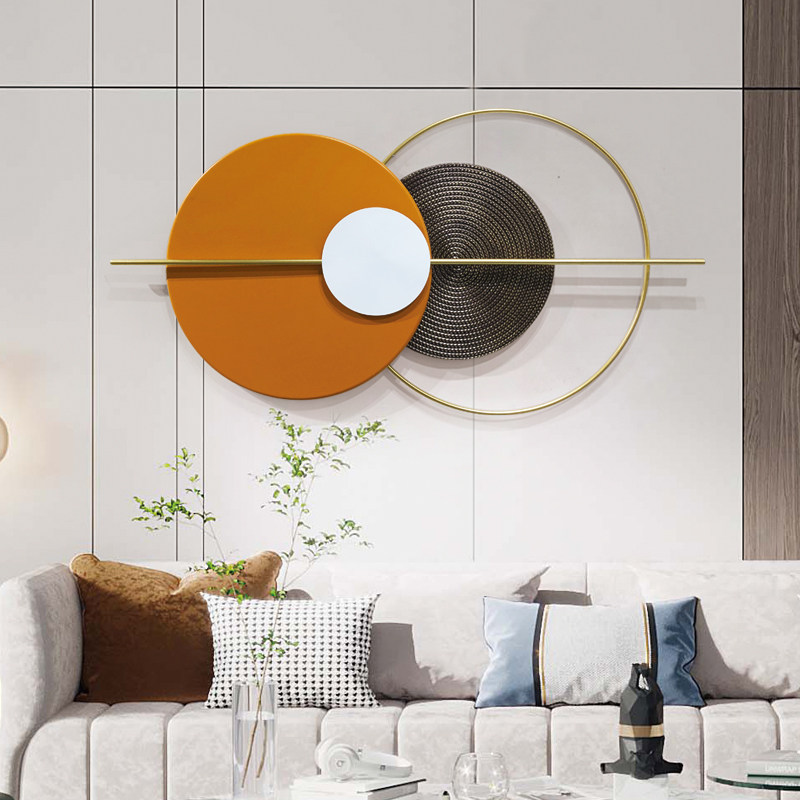Modern light luxury living room wall round iron decoration sofa background wall pendant dining room wall decoration bedroom wall hanging