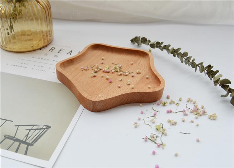 Đĩa gỗ sáng tạo Cá tính hình ngôi sao năm cánh bằng gỗ Tấm gỗ đĩa trái cây sấy khô tấm bánh snack tấm ăn sáng khay gỗ để ấm chén