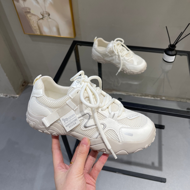 Genuine Leather Thick-Soled German Training Shoes for Women, 2026 Spring/Summer New Model, Breathable Mesh Casual Sports Versatile Sneakers