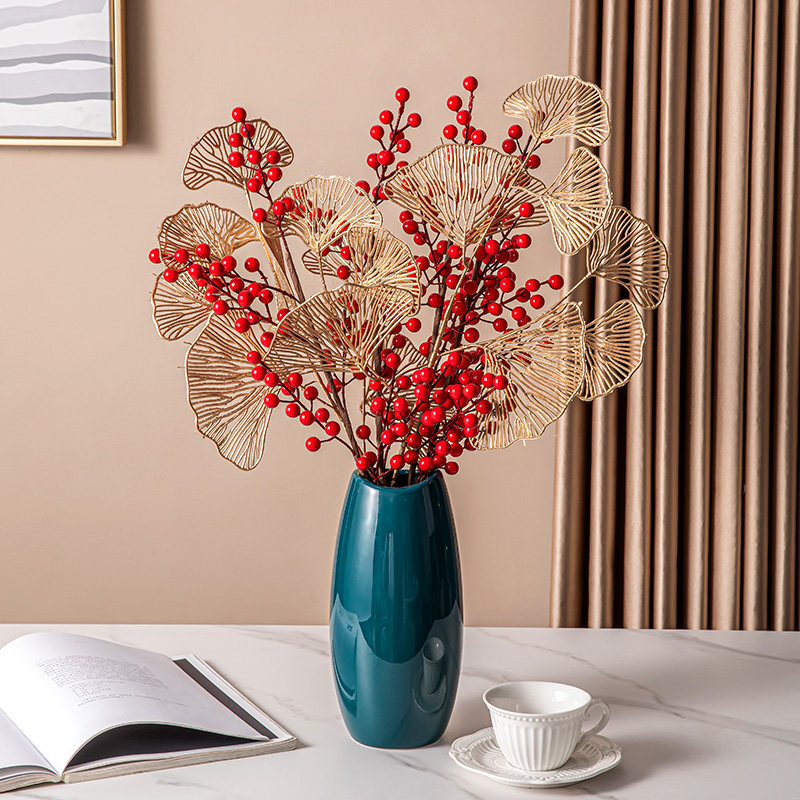 Fortune fruit fake flower simulation flower decoration living room table flower arrangement flower red fruit flower arrangement decoration high-end floral decoration