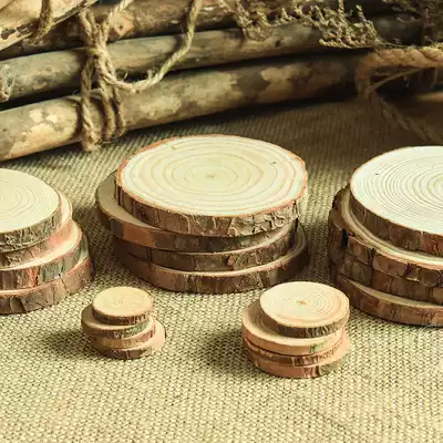 Pastoral round wood chip shooting props handmade DIY wood chip round wood home decoration desktop ornaments