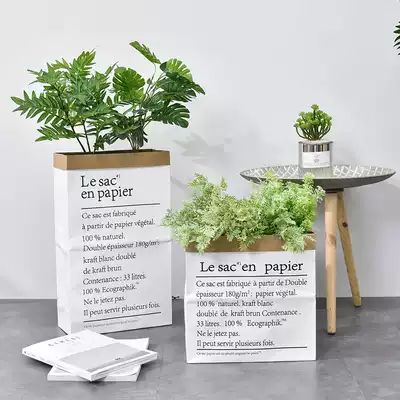 Nordic Kraft paper bag home literary fan thickened double-layer living room Kraft paper bag flower arrangement storage bag photo props