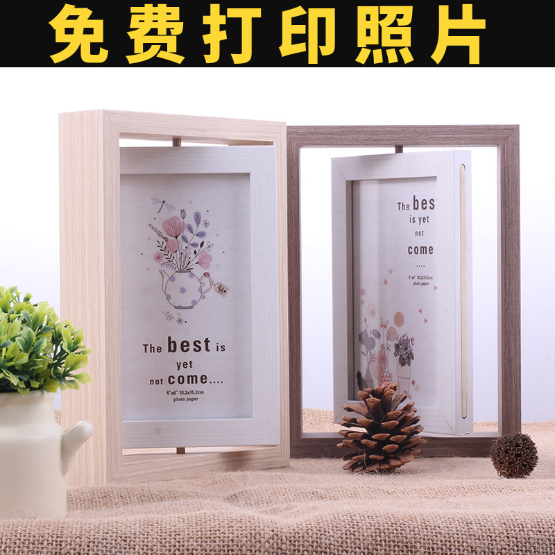 360-Degree Rotating Photo Frame Stand 678inch Wooden Double-Sided Photo Frames, Personalized and Creative, a Birthday Gift for Your Girlfriend