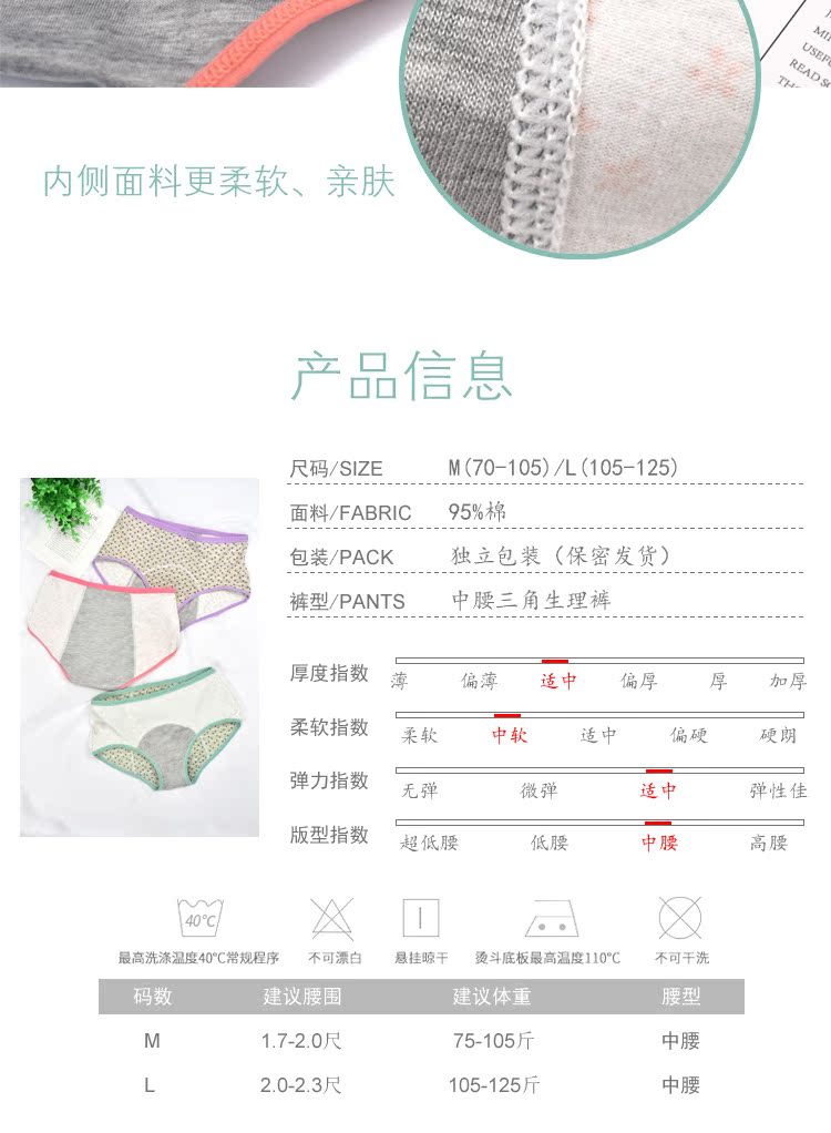 Quần sinh lý nữ cotton thoáng khí kháng khuẩn phụ nữ thời kỳ kinh nguyệt đồ lót đặc biệt trước và sau khi rò rỉ ở eo màu cam quần xì con voi