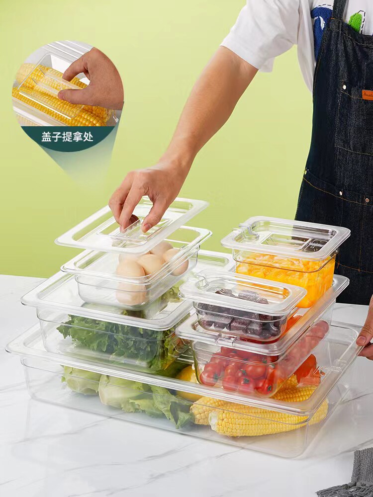 With lid acrylic transparent rectangular food display disc Spicy Hot Box Plastic Fraction of the Vegetable Box
