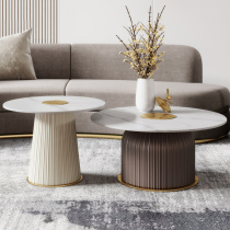 Modern creative child-mother coffee table combination small and medium-sized living room simple round Italian-style light luxury slate side table