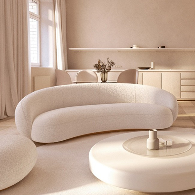 Modern creative sofa curved simple three-person lamb velvet technology cloth net red small apartment double lazy sofa