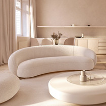 Modern creative sofa curved simple three-person lamb velvet technology cloth net red small apartment double lazy sofa