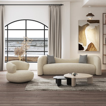 Three-person sofa minimalist designer living room art creative technology cloth Nordic leisure lazy lamb velvet chaise longue