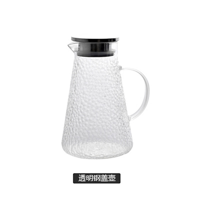 Transparent Hammer Shaped Steel Lid Pothousehold Glass water set suit Simplicity Northern Europe pot  heat-resisting Hammer pattern flower receptacle 6 Only install With tray Cup holder