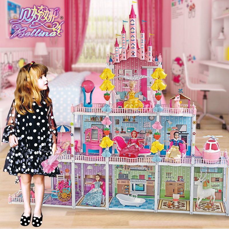 Bethina Barbie doll set dream mansion big gift box villa dollhouse princess castle girl