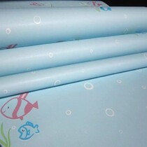 Promote PVC wallpaper blue fish black and white block zebra pattern milk spots self-adhesive background bedroom wallpaper 10 m dormitory