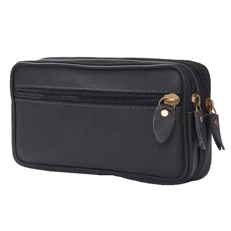Leather mobile phone running bag men wear belt 6 5 inch multifunctional cowhide hanging bag 2 horizontal work mobile phone bag