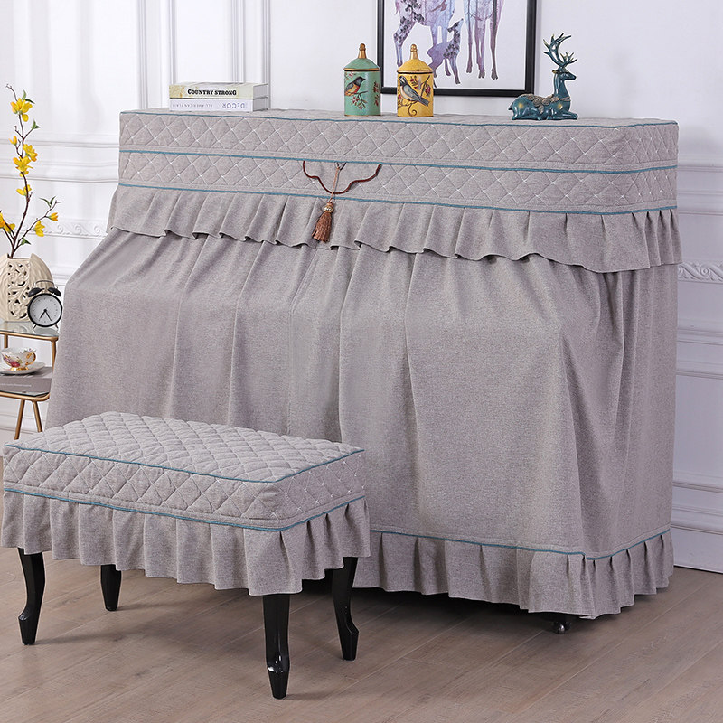 European piano towel cover towel simple cotton linen piano cover dust cover cover full half open stool set