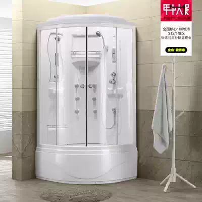 Overall bathroom, overall shower room, powder room, high and low white basin, arc fan, square steam, square bath room