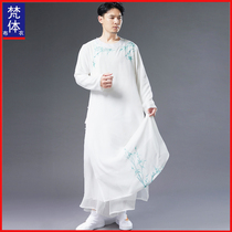 Summer Snow Textile Chinese style Tang suit Mens Han clothes Chinese air duct Ancient Fashion Zen Suit Ancient Wind Cable-length Cardiovert