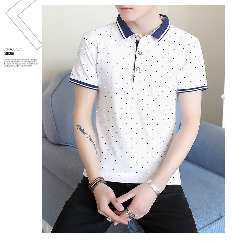 [95% cotton 5% spandex] áo thun nam ngắn tay ve áo polo áo sơ mi thương hiệu xu hướng quần áo nam nửa tay áo - Polo áo polo nam đẹp