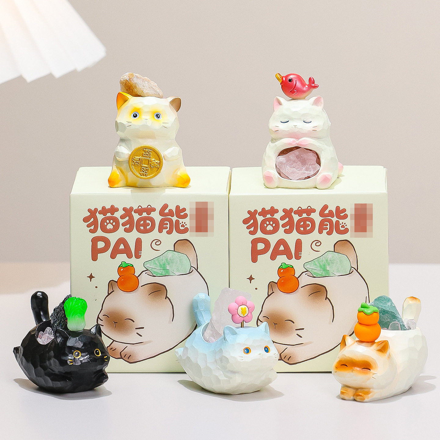 招财猫卡通猫猫水晶PAI盲盒摆件解压香薰送闺蜜女友孩子七夕礼物评价