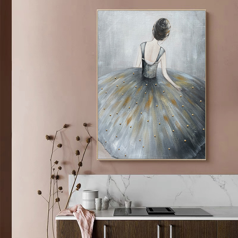 Ballet figure mural restaurant light luxury decorative painting porch vertical version modern hanging painting girl room bedroom bedside painting