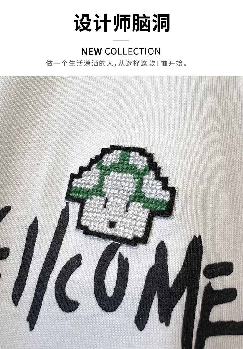 日本进口高级潮牌纯棉重磅短袖t恤男装衣服宽松情侣半袖体恤上衣详情3