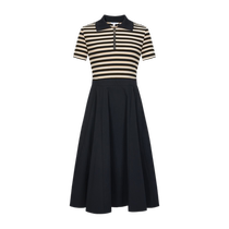 Jiuzi Annako simple and fashionable fake two-piece lapel stitching jelly material dress womens 2024 summer new style