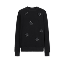 Jiuzi Annako BlingBling cloud-like air layer flower diamond off-shoulder long-sleeved sweatshirt for women 2024 autumn new style