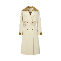 Jiuzi Annako simple design commuting splicing belt button windbreaker jacket women 2024 autumn new style