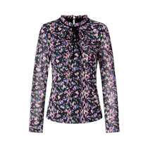 (Caomu Series) Jiuzi Annako Elegant Ribbon Wooden Ear Printed Top Women 2024 Spring New Style
