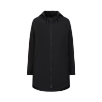 Jiuzi Annako Japanese casual style zipper drawstring hooded one-hand long windbreaker jacket for women 2024 autumn new style