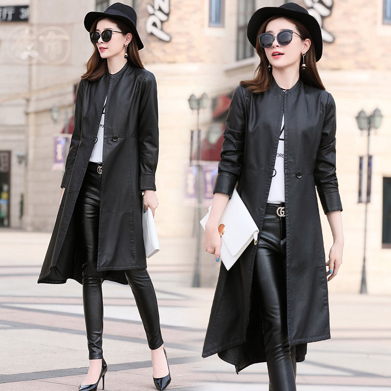 Fur coat female medium long version lace autumn winter new 2021 Fashion upright territorial waters Ning Piyupu Leather Jacket Tide