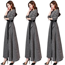  Autumn and winter ultra-long skirt female over-the-knee temperament 2020 new fashion long skirt plus velvet thick winter long dress